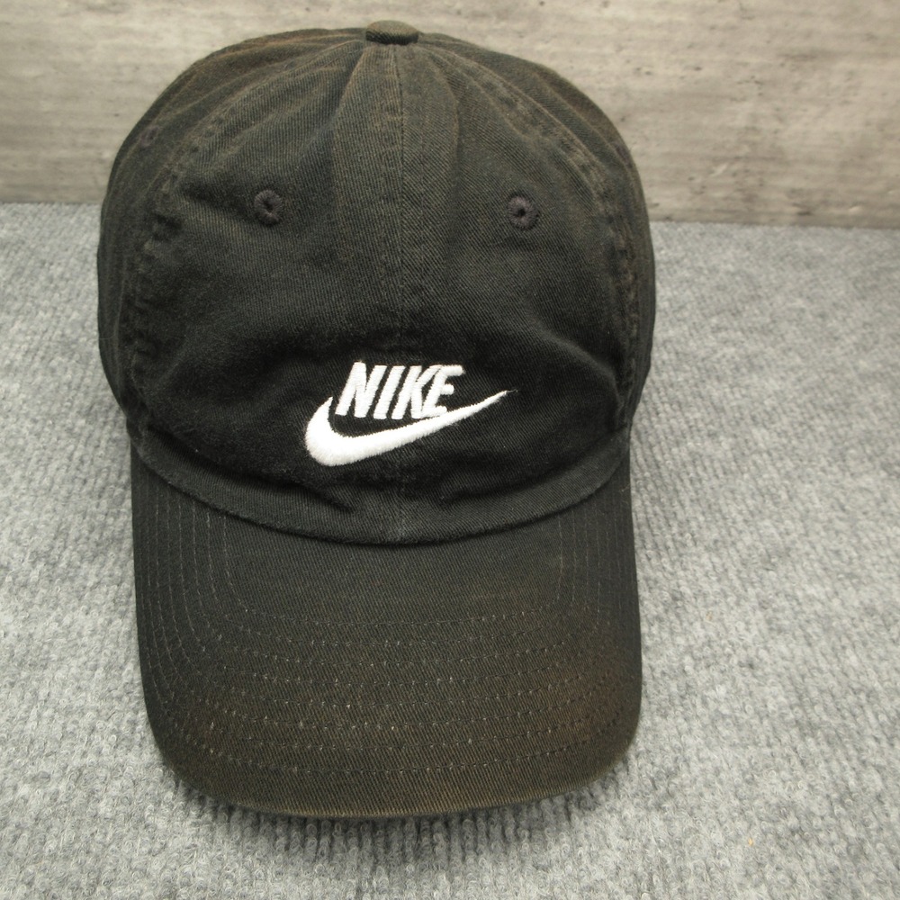 Nike Hat Cap Mens Black M/L Adjustable Strap Back Swoosh Logo Sportswear Hat